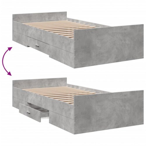 Sengeramme med skuffe 75 x 190 cm - betongrå