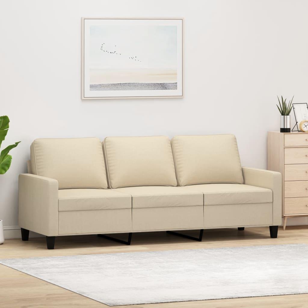 3-personers sofa 180 cm stof cremefarvet billede