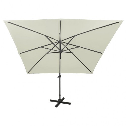 Hængeparasol med LED-lys 300 cm - sandfarvet
