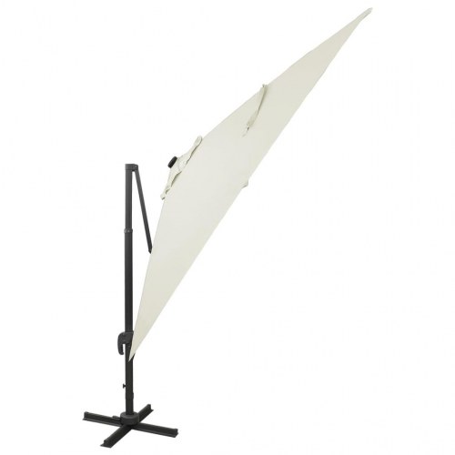 Hængeparasol med LED-lys 300 cm - sandfarvet