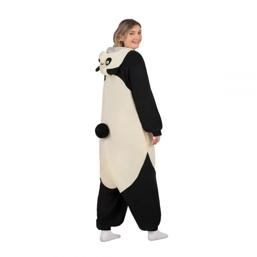 Panda kostume til voksne - jumpsuit med hale (XS/S/M)