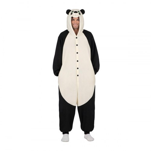 Panda kostume til voksne - jumpsuit med hale (XS/S/M)