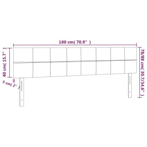 Sengegavl med LED-lys 180 x 5 x 78/88 cm i fløjl - lyserød