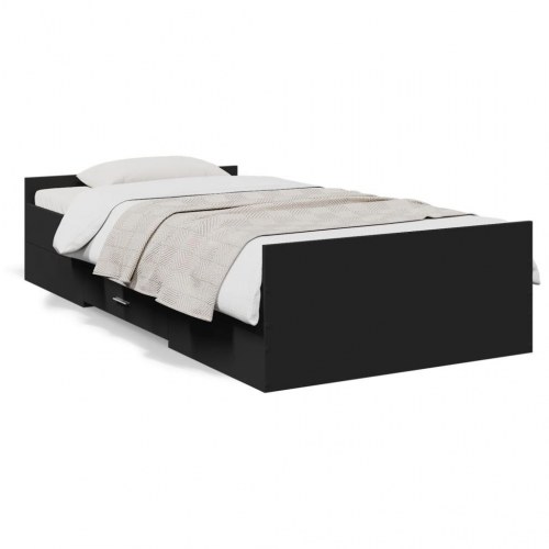 Sengeramme 75x190 cm i sort konstrueret træ