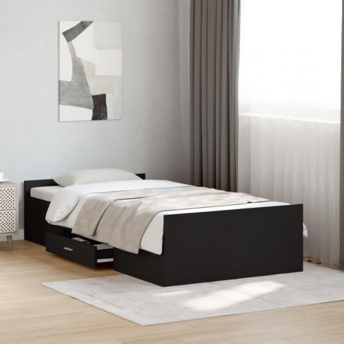 Sengeramme 75x190 cm i sort konstrueret træ