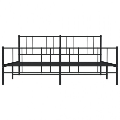 Sengeramme med sengegavl og fodgærde 200 x 200 cm - sort