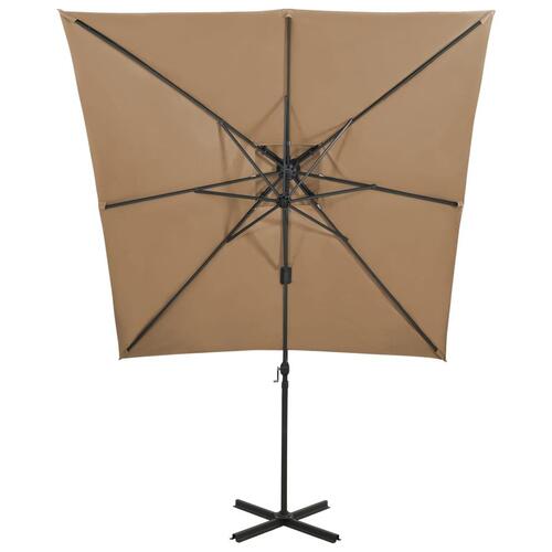 Hængeparasol med dobbelt top 250x250 cm gråbrun