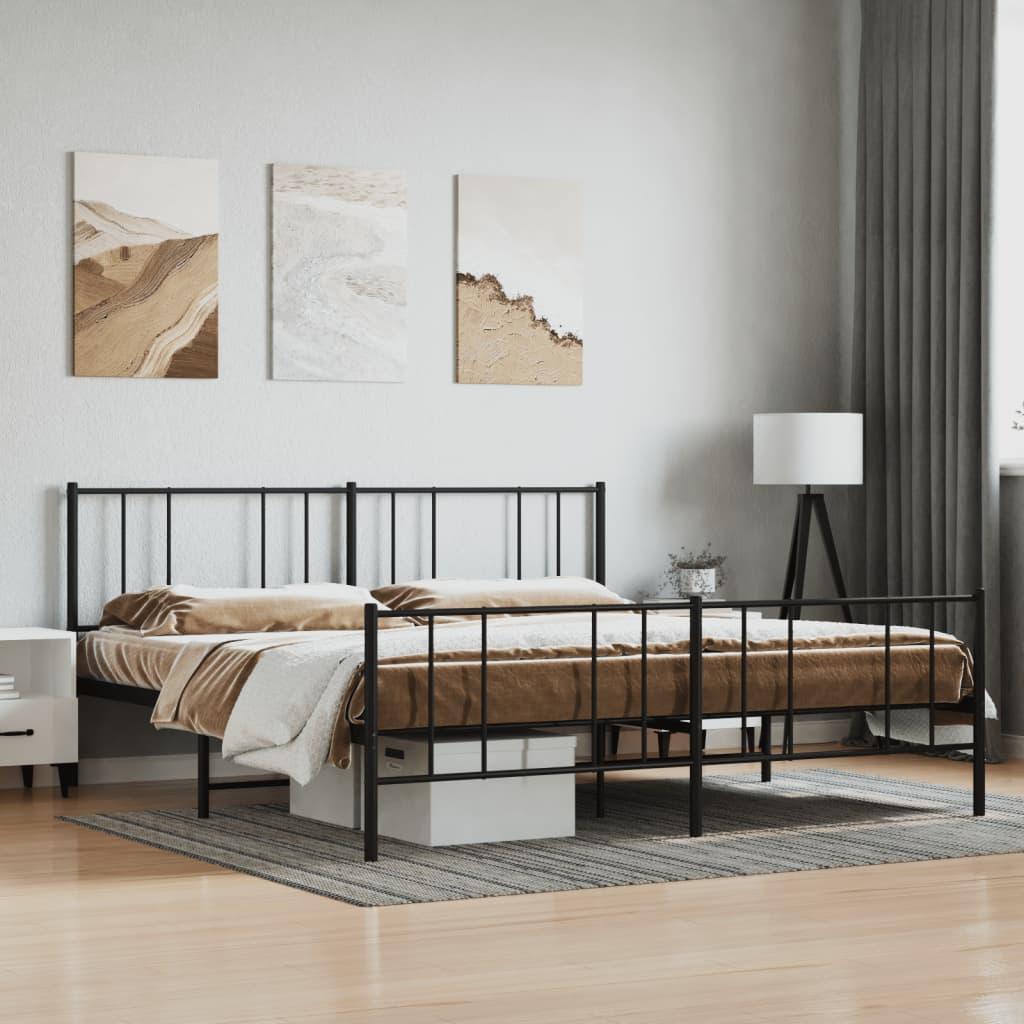 Sengeramme Med Sengegavl Metal - Sort / med hovedgærde og fodgærde / 183 x 213 cm