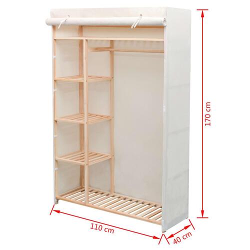 Garderobe stof og fyrretræ 110 x 40 x 170 cm