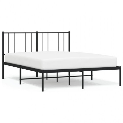 Sengeramme med sengegavl 140 × 190 cm - metal, sort