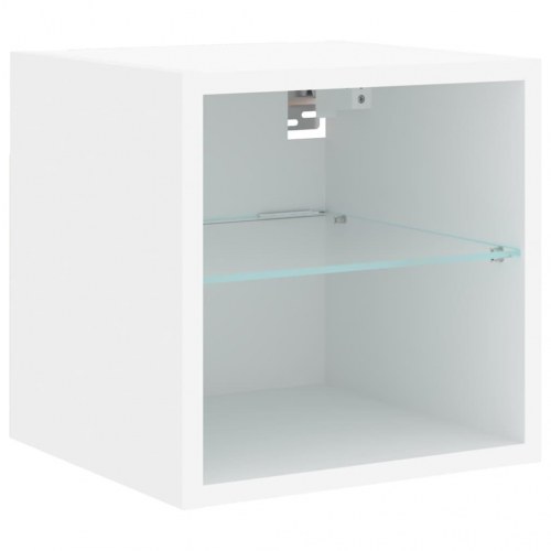 Væghængt tv-bord med LED-lys 30 × 28,5 × 30 cm - hvid