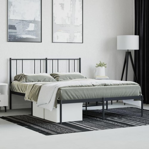 Sengeramme med sengegavl 140 × 190 cm - metal, sort