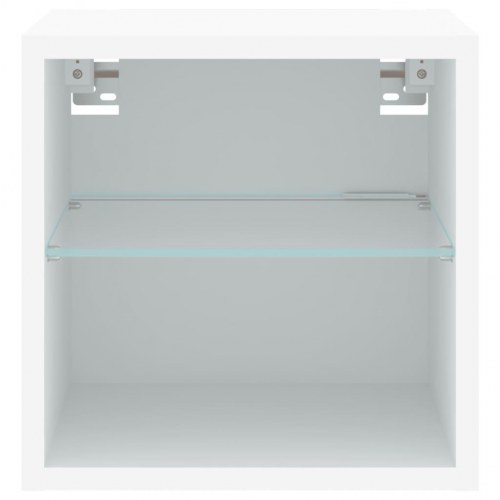 Væghængt tv-bord med LED-lys 30 × 28,5 × 30 cm - hvid
