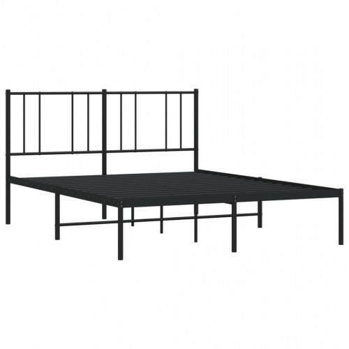 Sengeramme med sengegavl 140 × 190 cm - metal, sort
