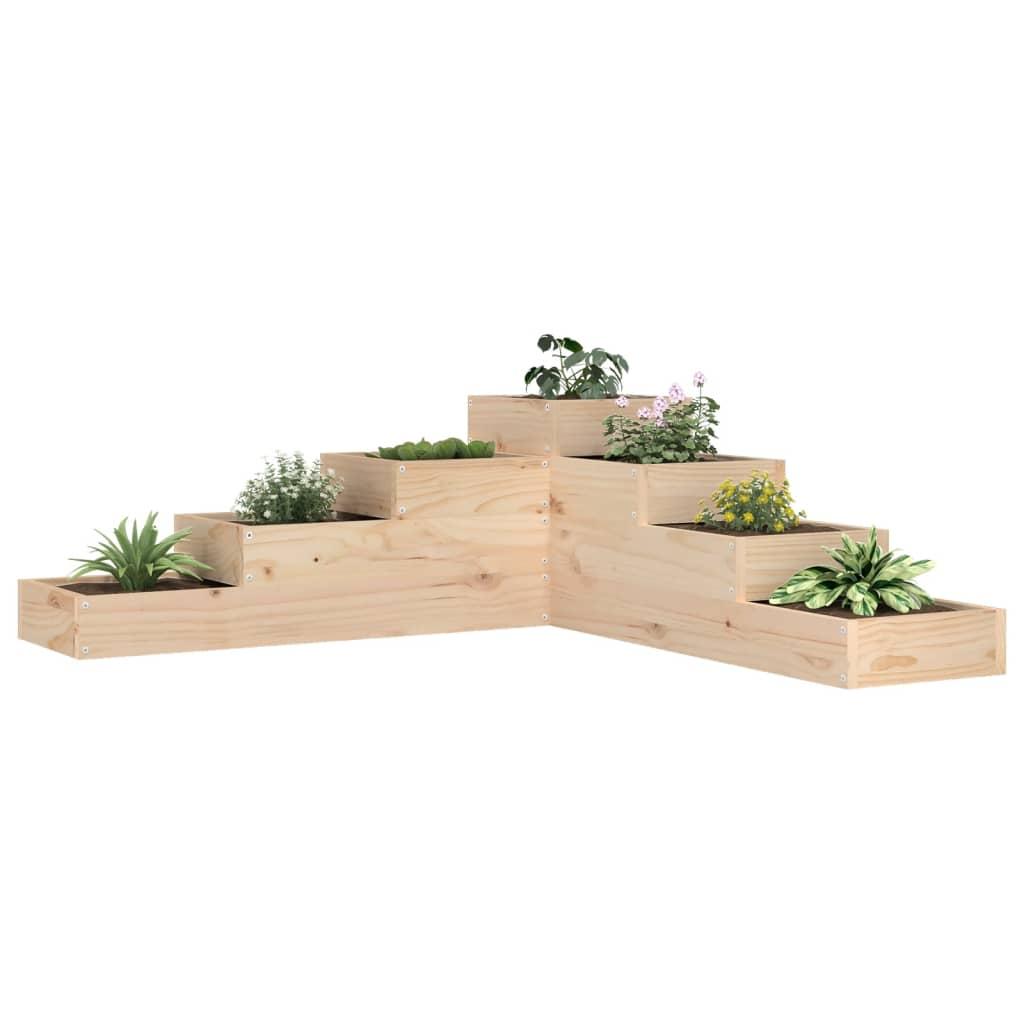Plantekasse 4 niveauer 106x104,5x36 cm massivt fyrretræ