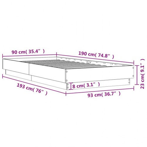 Sengeramme 90 x 190 cm - røget eg