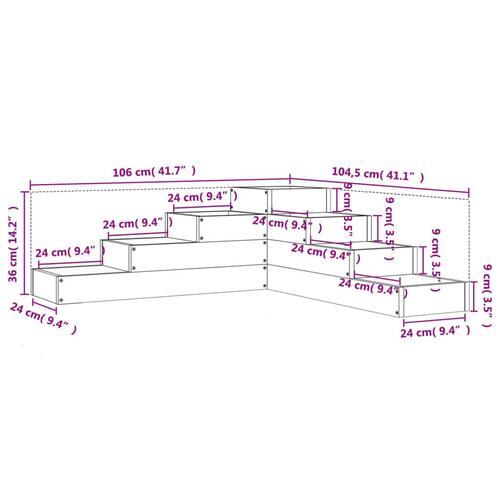 Plantekasse 4 niveauer 106x104,5x36 cm massivt fyrretræ