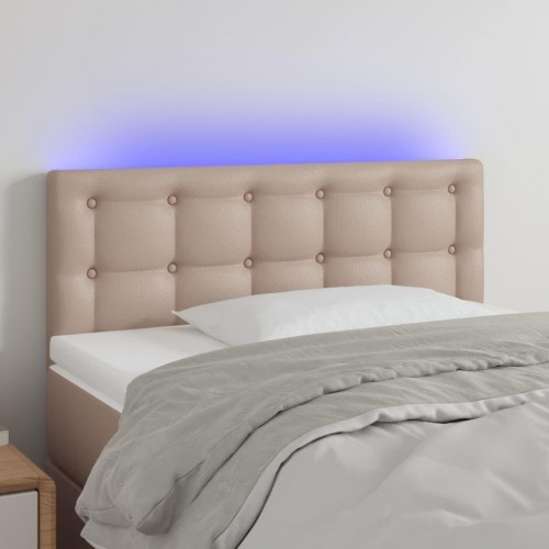 Sengegavl med LED-lys 80 x 5 x 78/88 cm - cappuccinofarvet