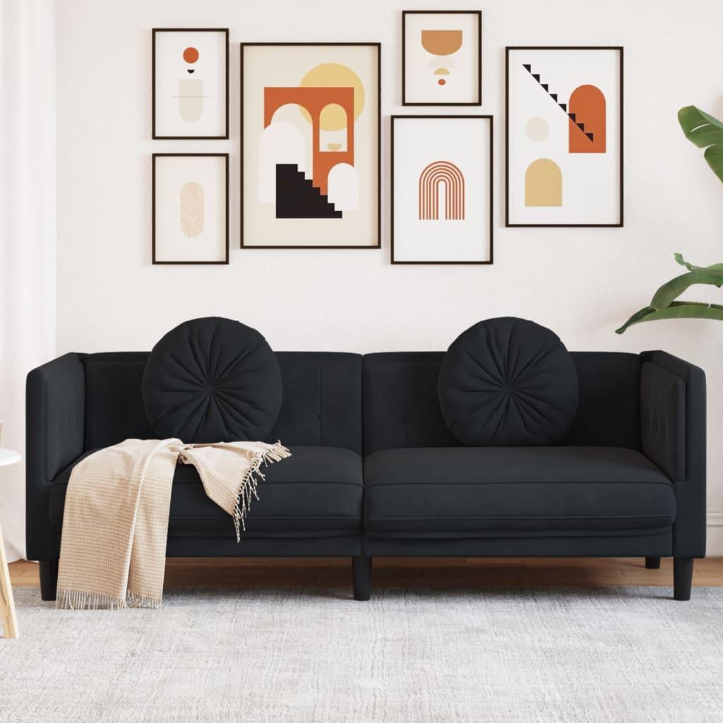 Personers Sofa Med Hynder Velour Sort