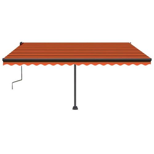 Markise m. LED-lys 450x350 cm manuel betjening orange og brun