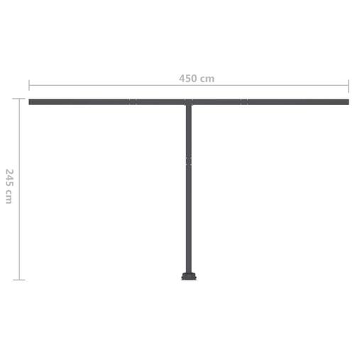 Markise m. LED-lys 450x350 cm manuel betjening orange og brun