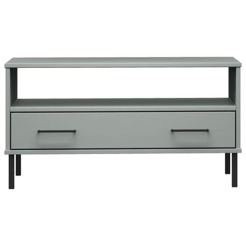 Sofabord med metalben OSLO 85x50x45 cm massivt træ grå