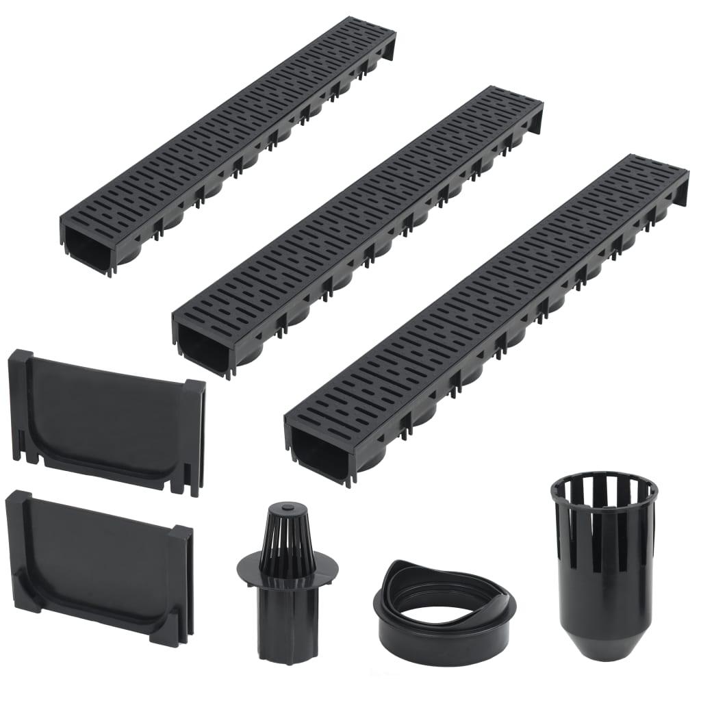 Afvandingskanaler 3 stk. plastik 3 m