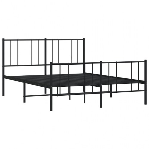 Sengeramme med sengegavl og fodgærde 135×190 cm - metal, sort