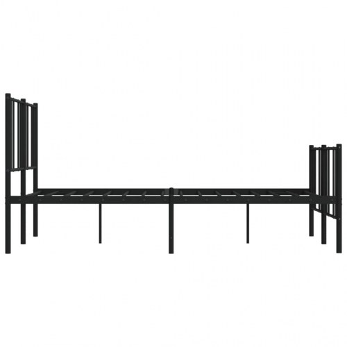 Sengeramme med sengegavl og fodgærde 135×190 cm - metal, sort