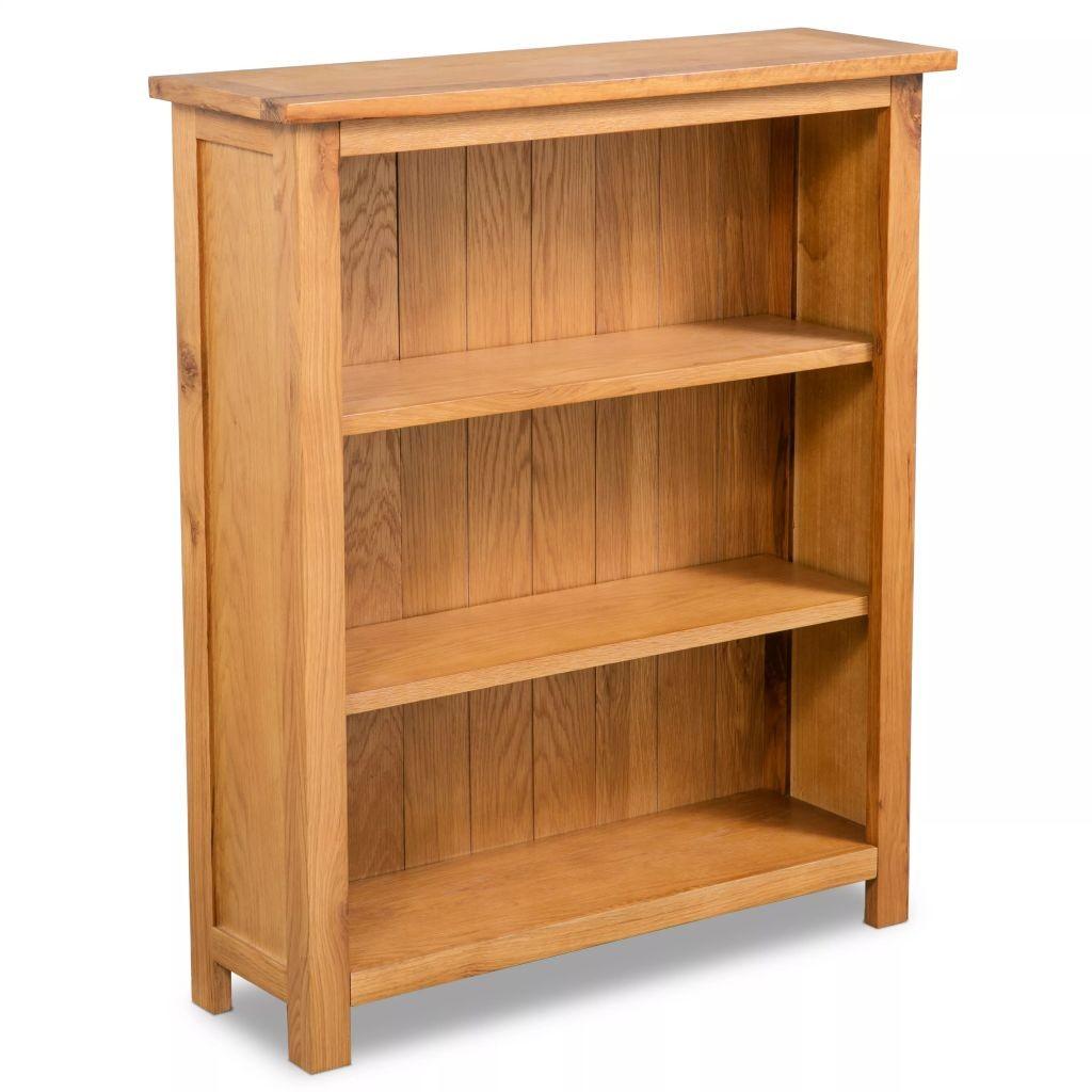 Bogreol i 3 niveauer 70x22,5x82 cm massivt egetræ