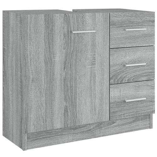 Badeværelsesskab 63x30x54 cm konstrueret træ grå sonoma-eg