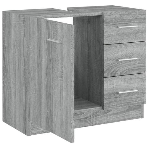 Badeværelsesskab 63x30x54 cm konstrueret træ grå sonoma-eg