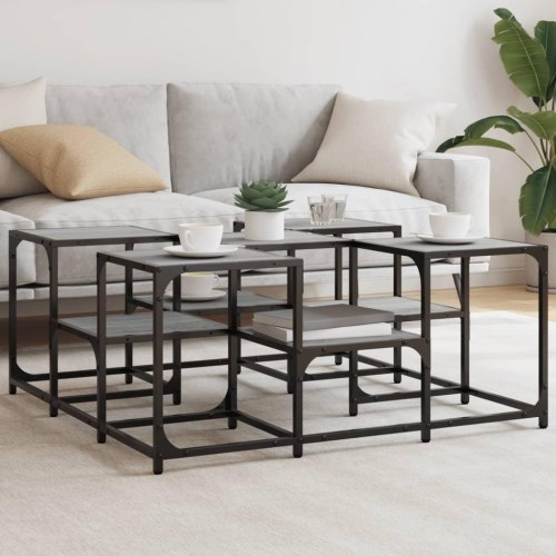 Sofabord 91 × 91 × 40 cm i konstrueret træ - grå sonoma-eg