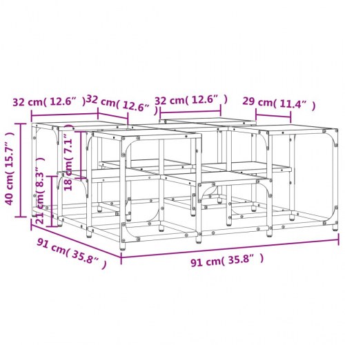 Sofabord 91 × 91 × 40 cm i konstrueret træ - grå sonoma-eg