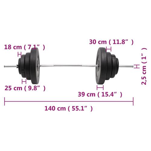 Vægtstang med skiver 60 kg