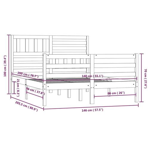 Sengeramme uden madras 140x200 cm massivt træ