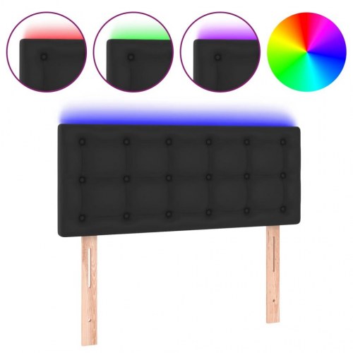 Sengegavl med LED-lys 100 x 5 x 78/88 cm - sort