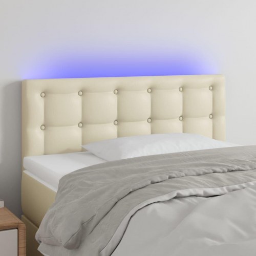 Sengegavl med LED-lys 100 x 5 x 78/88 cm - cremefarvet