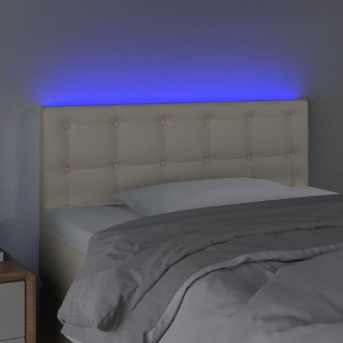 Sengegavl med LED-lys 100 x 5 x 78/88 cm - cremefarvet
