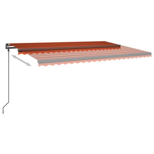Markise med stolper 5x3 m automatisk betjening orange og brun