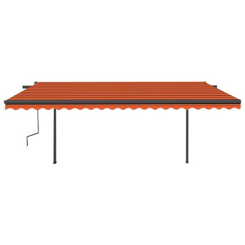 Markise med stolper 5x3 m automatisk betjening orange og brun