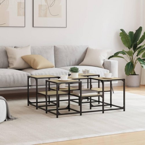 Sofabord 91×91×40 cm i konstrueret træ - sonoma-eg, industrielt design