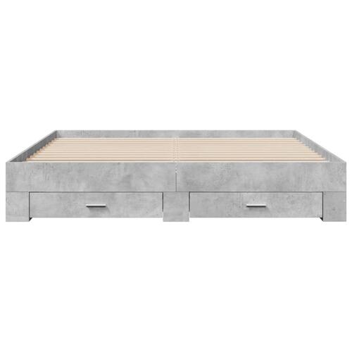 Sengeramme med skuffer 200x200 cm konstrueret træ betongrå