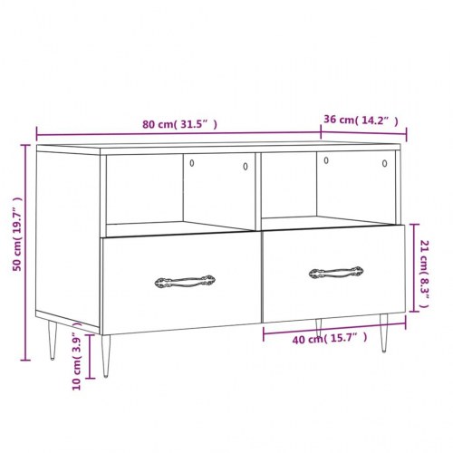 Tv-bord 80x36x50 cm konstrueret træ betongrå