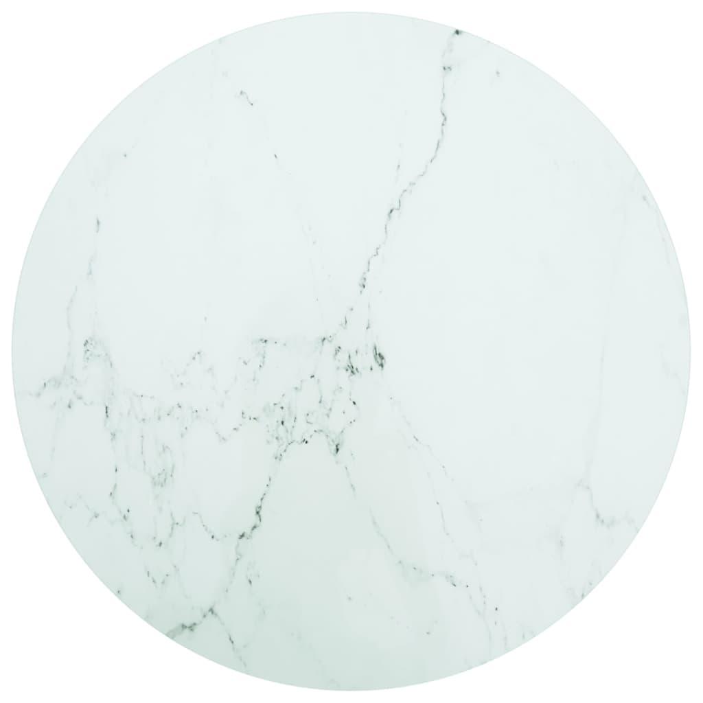 Bordplade Ø70x0 8 Cm Hærdet Glas Med Marmordesign Hvid
