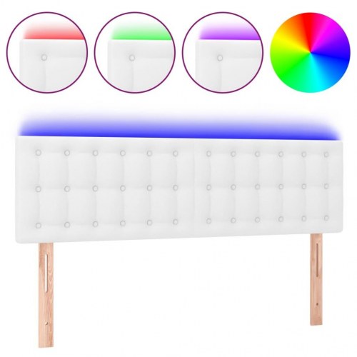 Sengegavl med LED-lys 144 x 5 x 78/88 cm - hvid
