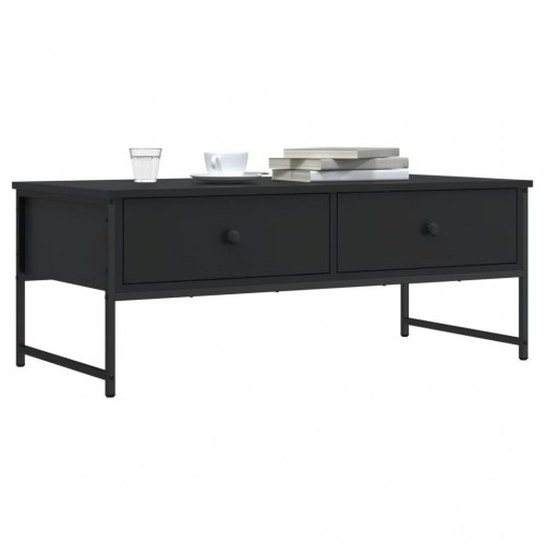 Sofabord i sort konstrueret træ med 2 skuffer - 101 × 49 × 39,5 cm