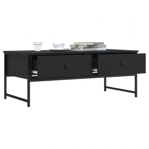 Sofabord i sort konstrueret træ med 2 skuffer - 101 × 49 × 39,5 cm