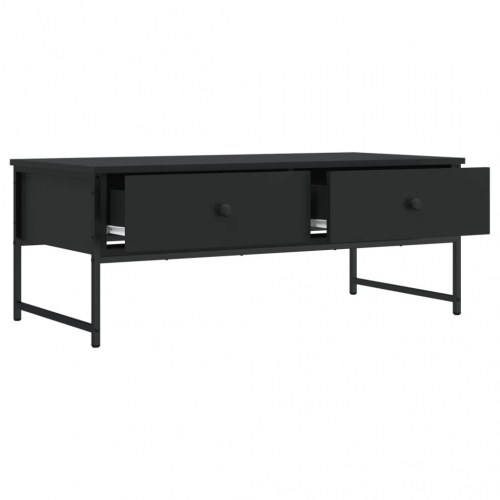 Sofabord i sort konstrueret træ med 2 skuffer - 101 × 49 × 39,5 cm