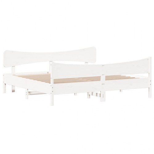 Sengeramme 200 x 200 cm i massivt fyrretræ - hvid